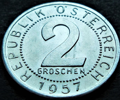 Moneda istorica 2 GROSCHEN - AUSTRIA, anul 1957 * cod 2306 A foto