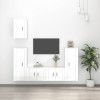 VidaXL Set dulap TV, 5 piese, alb extralucios, lemn prelucrat