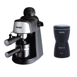 Cumpara ieftin Pachet espressor Zass, 800 W, 3-5 bar, 2-4 cesti, 240 ml, vas sticla + Rasnita Zass, 150 W, 80 g, 10 cesti, corp inox, Negru