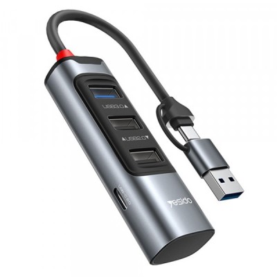 Hub USB / USB-C Yesido HB19, 4in1, Gri foto