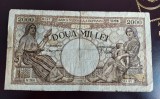 2000 lei 1944 octombrie filigran BNR in scut (rara)