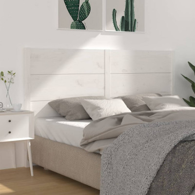 vidaXL Tăblie de pat, alb, 156x4x100 cm, lemn masiv de pin foto