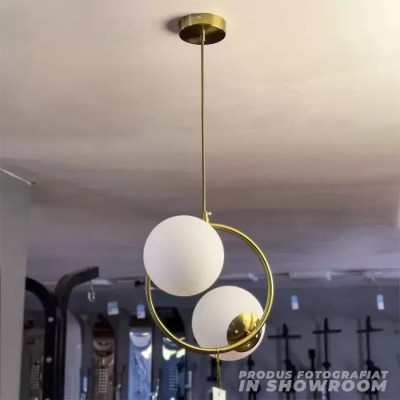 Lustra LOFT Atelier, 2x E27, Alb Auriu, Metal, Inaltime Reglabila foto
