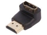 Adaptor HDMI Soclu 90&deg; - HDMI Mufă Neagră