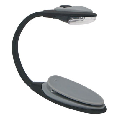 Lampa de citit LED cu clips, reglabila, 25 x 2.5 cm, Negru/Gri foto