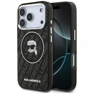 Husa MagSafe pentru Apple iPhone 17 Pro Max, Karl Lagerfeld, IML Karl`s Head, Neagra foto