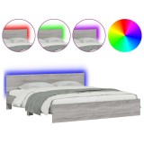 Cumpara ieftin Cadru de pat cu tablie si LED, gri sonoma, 180x200 cm
