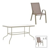 Cumpara ieftin Set dining Valor-Calan, Pako World, Metal, Sampanie, 110x60x70 cm