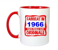 Cana maner rosu personalizata Fabricat in 1966 toate piesele sunt originale, INOVATIX&reg;. 330ml