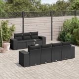 Gossi set mobilier de gradina cu perne, 8 piese, negru, poliratan