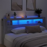 Gossi tablie de pat cu led, gri sonoma, 220x18,5x103,5 cm, lemn