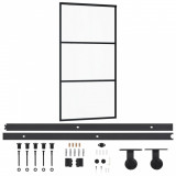 Ușă glisantă cu set feronerie, 102x205 cm, sticlă ESG/aluminiu