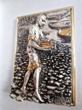 Cumpara ieftin Tablou 3 D placheta mulaj argintat AG 925 basorelief semnat Italia, Ornamentale