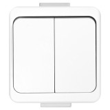 Intrerupator dublu Smart WNT-2S, aplicat, rama inclusa, alb