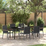 Set de masă pentru grădină 7 pcs Negru Textilene și oțel