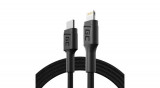Green Cell Power Stream USB-C - Lightning Cablu de date și &icirc;ncărcare 100 cm cu sursă de alimentare (certificat Apple MFi)