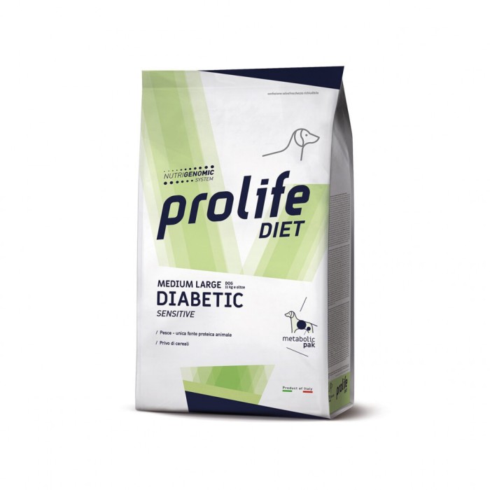 DIETA VETERINARA USCATA PROLIFE DIABETIC SENSIBIL PENTRU CAINI DE TALIE MEDIE MARE 8 KG