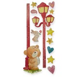 Sticker metru masurare inaltime copii, 3D, Ursulet , multicolor, 160 cm