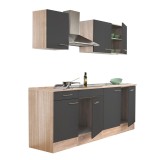 Mobilier de bucătărie Yorki 210 cu corp din stejar Sonoma, cu fațade antracit cu finisaj satinat, fără blat de lucru