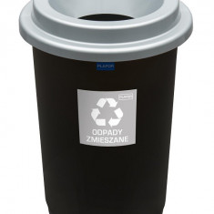 Cos Plastic Reciclare Selectiva, Capacitate 50l, Plafor Eco - Negru Cu Capac Argintiu - Altele