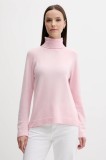United Colors of Benetton pulover din amestec de l&acirc;nă culoarea roz, light, cu guler, 1035D2551