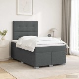 Cumpara ieftin Pat boxspring cu saltea Gri inchis 120 x 190 cm Tesatura