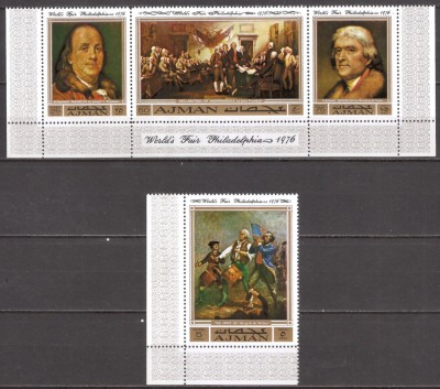 AJMAN 1971 ANIVERSARE REVOLUTIA AMERICANA ( serie dantelata ) MNH foto
