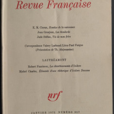 LA NOUVELLE REVUE FRANCAISE/JANVIER 1971: E. M. CIORAN - HANTISE DE LA NAISSANCE