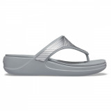 Șlapi Crocs Monterey Metallic Wedge Flip Argintiu - Silver