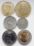 Set 6 monede Israel 10 agorot 1/2, 1, 2, 5, 10 Shequalim UNC - A028, Asia