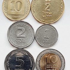 Set 6 monede Israel 10 agorot 1/2, 1, 2, 5, 10 Shequalim UNC - A028