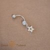 Piercing Buric Argint 925 Steluta Cristale Zirconia Albe, 3cm, Tija Subtire, SaraTremo, Certificat Calitate