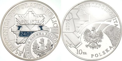 Polonia 10 zloti 2004 85 Years of the Police PROOF 14,14 g Argint .925 foto