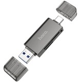 Cititor de carduri usb/tip-c 3.0 la microsd, sd hoco, metal gray