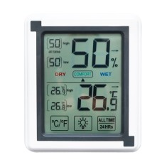 Termometru si higrometru digital touch screen, lumina de fundal, alimentare 2 x AAA 1.5V, temperatura -20&deg;C la -70&deg;C, umiditate 20% - 95%, afisaj