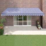 vidaXL Copertină retractabilă automată, albastru și alb, 5x3 m 3154500