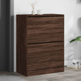 Dulap Pantofi vidaXL, 2 Sertare Rabatabile, Stejar Maro, 80x42x108cm, Pantofar Hol, Mobila Depozitare