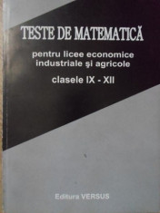 TESTE DE MATEMATICA PENTRU LICEE ECONOMICE, INDUSTRIALE SI AGRICOLE. CLASELE IX-XII-IOAN SECRIERU foto