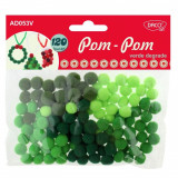 Cumpara ieftin Pom Pom DACO, 120 Buc/Set, 10 mm, Verde, Material Textil, Bilute Plusate Colorate, Bilute Pom Pom, Accesorii Craft, Accesorii Creatie, Pom-Pom Textil,