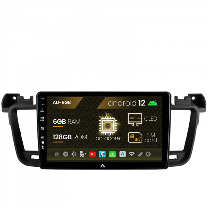 Navigatie Peugeot 508 (2010-2018), Android 12, B-Octacore 6GB RAM + 128GB ROM, 9 Inch - AD-BGB9006+AD-BGRKIT264