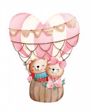 Cumpara ieftin Sticker decorativ Valentine&#039;s Day, Balon cu aer, Ursulet, Rosu, 80 cm, 1205ST, Oem