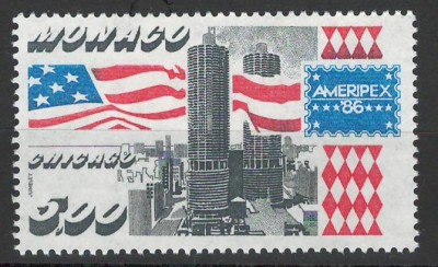 Monaco 1986 Mi 1762 MNH - Expozitia int de timbre AMERIPEX &amp;#039;86, Chicago foto