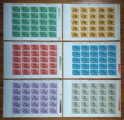 ✅RO 1972 LP 787 ,&amp;quot; Preolimpiada Munchen &amp;#039;72&amp;quot;, serie in coli complete de 25 de marci ,MNH foto