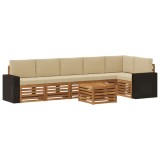 vidaXL Set canapea sectională modulară lemn acacia perne 7 piese exterior Natural Bej