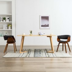 vidaXL Scaune de bucătărie, 2 buc, gri, lemn curbat și material textil