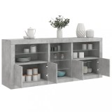 Servantă cu lumini LED, gri beton, 162x37x67 cm