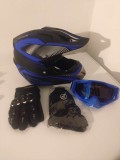 Cumpara ieftin Set Moto Enduro: Casca Full Face, Ochelari, Manusi, Cagula - Marime XL (61-62 cm) - ABS, Ventilata