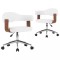 Scaune pivotante, 2 buc. alb, lemn curbat &amp; piele ecologica