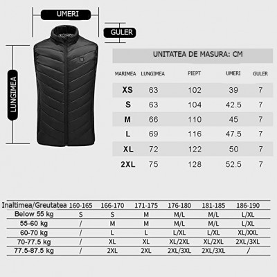 Vesta unisex cu incalzire slim fit, 3 niveluri diferite de temperatura foto