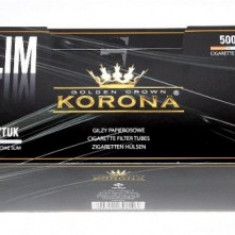 Tuburi tigari slim pentru injectat tutun Korona Slim 500 buc foita filtru maro